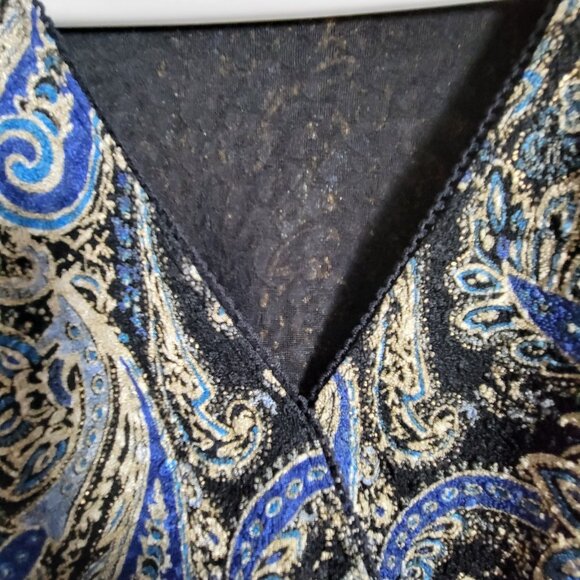 East 5th Blouse Wrap Front Peplum Retro Large metallic Paisley Y2K Hippie classi - Picture 4 of 8